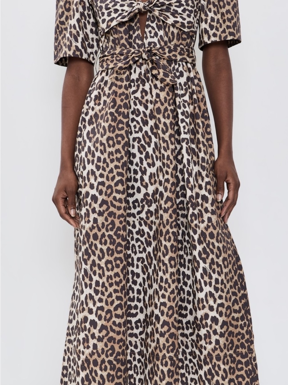 Ganni Brown Leopard Print Midi Dress